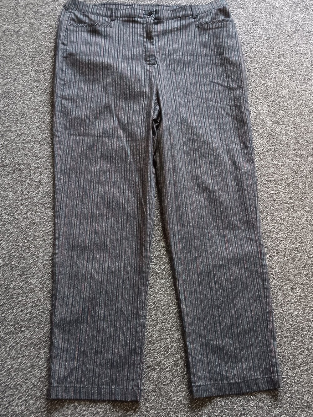 TanJay Multicolor Pinstripe Dark Gray Dress Or Work Pants Womens 18, Casual